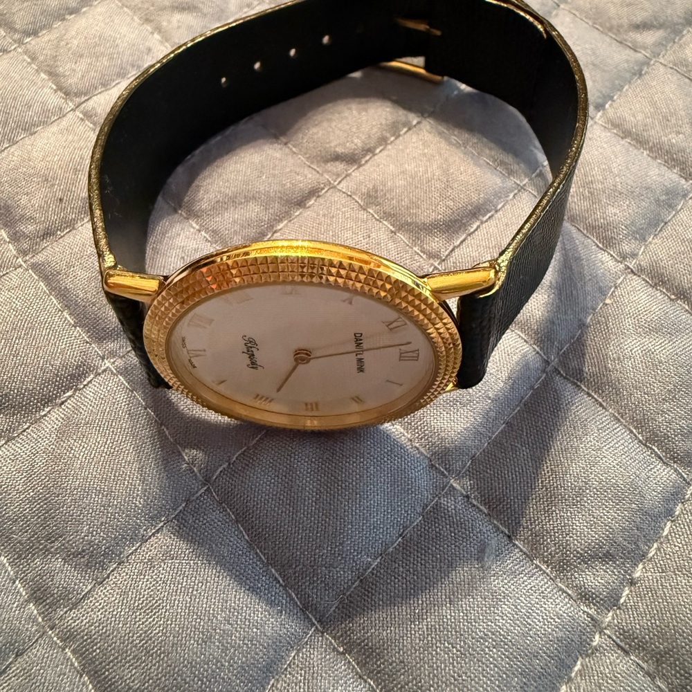 Daniel Mink 18 k Gold plated and Black Men's Watch.  1880